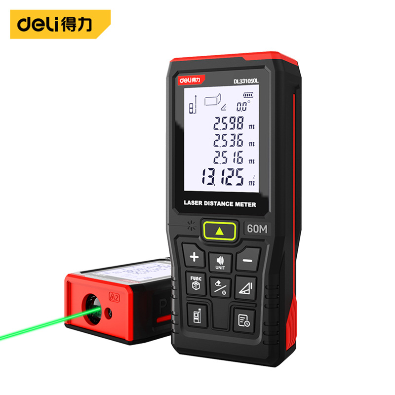 得力工具DL331050L激光测距仪50m绿光语音锂电池