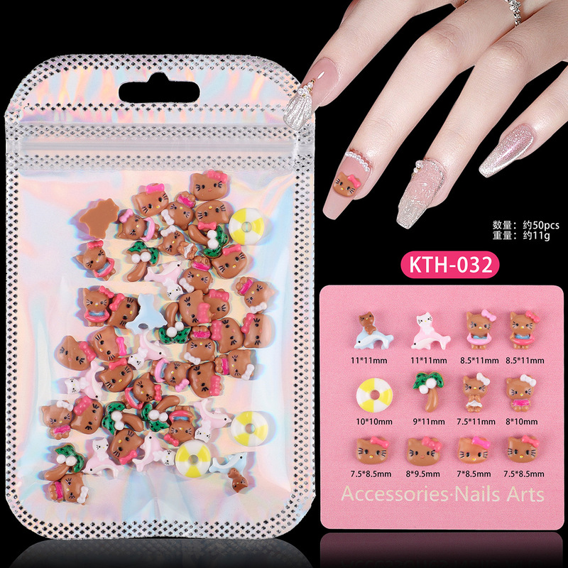 人気のネイルアートアクセサリーヒョウ柄 KT 猫バタークマバブルマートネイルアート漫画 diy ウェアラブルネイルアクセサリー|undefined