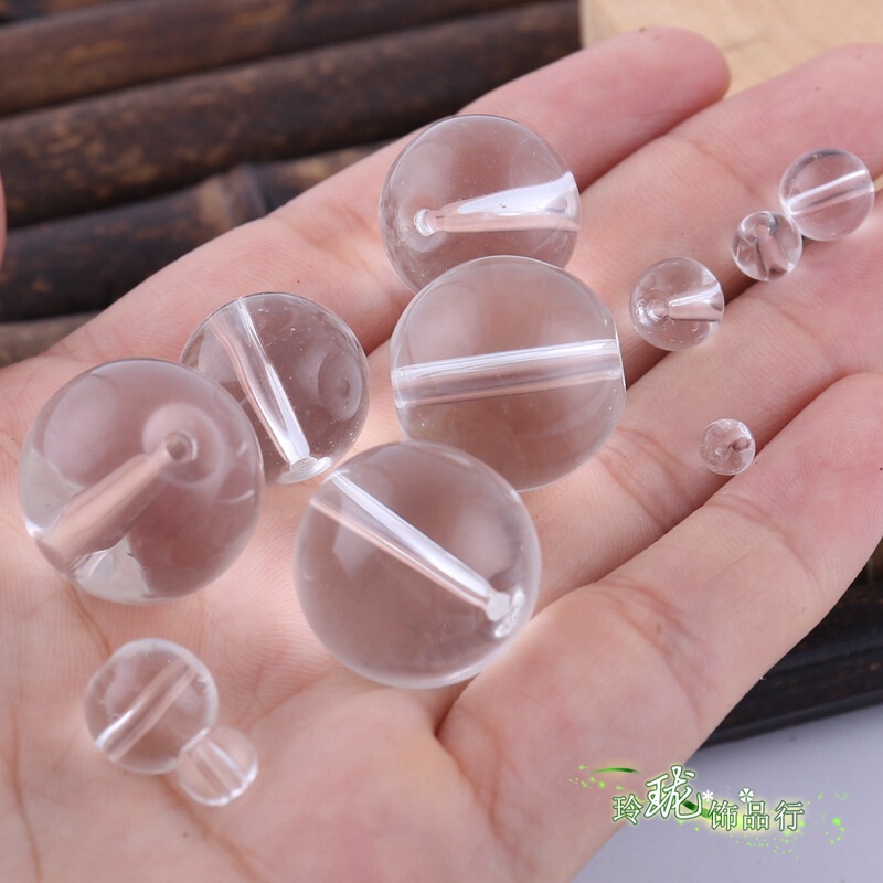 Smooth Transparent Glass Round Light Beads Loose Beads Crystal Bead Curtain Beaded Handmade Door Curtain DIY Jewelry Accessories Material