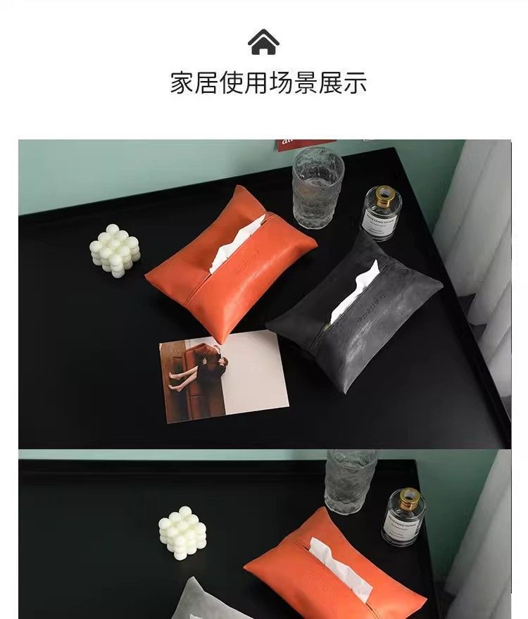 Luxury car tissue box, leather creative car tissue holder, high-end tissue box for car armrest box and seat back, suitable for living room