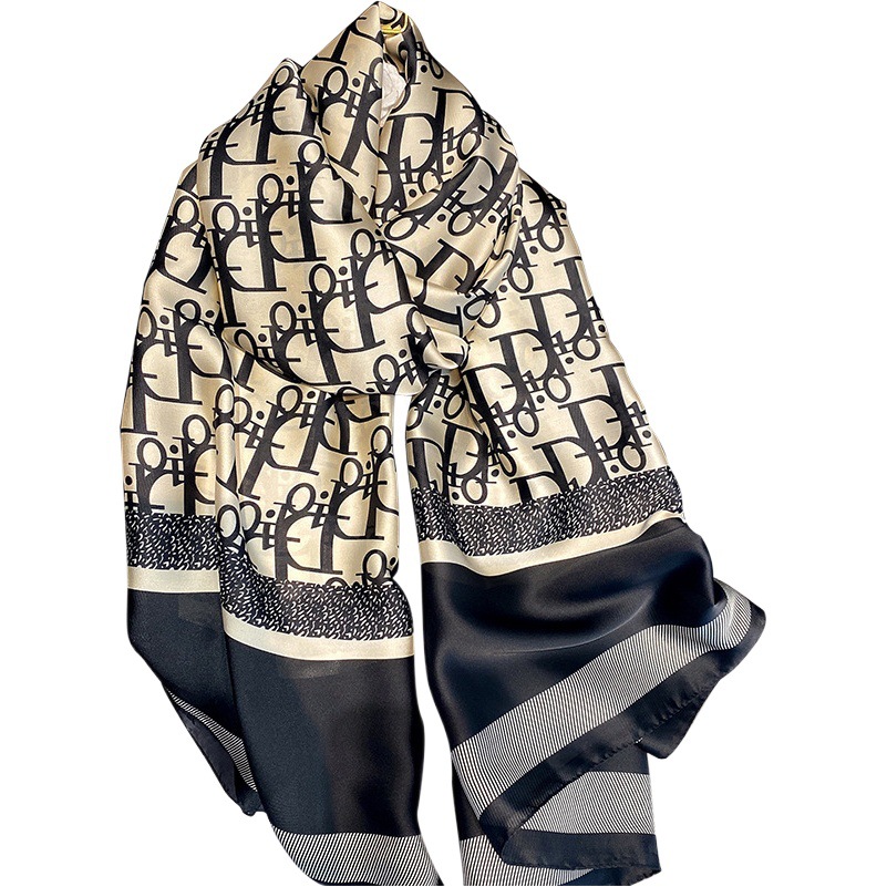 Summer Imitation Silk High-End Suzhou Silk Scarf Thin Mulberry Silk Texture Silk Scarf with Big Brand Shawl Sun Protection