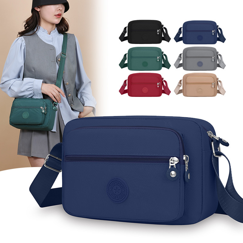 防水尼龙布女包休闲小方包包简约百搭单肩斜挎包小包包帆布收钱包