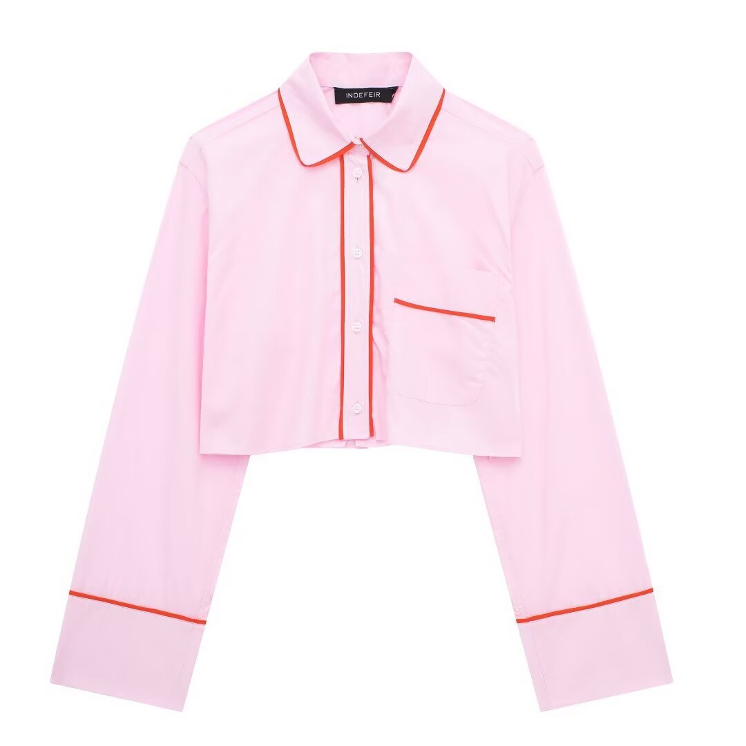 Maßgeschneidertes Popeline-Hemd für Damen im Sommer 2024 mit dekorativem Nachtwäsche-Set_voghion.com