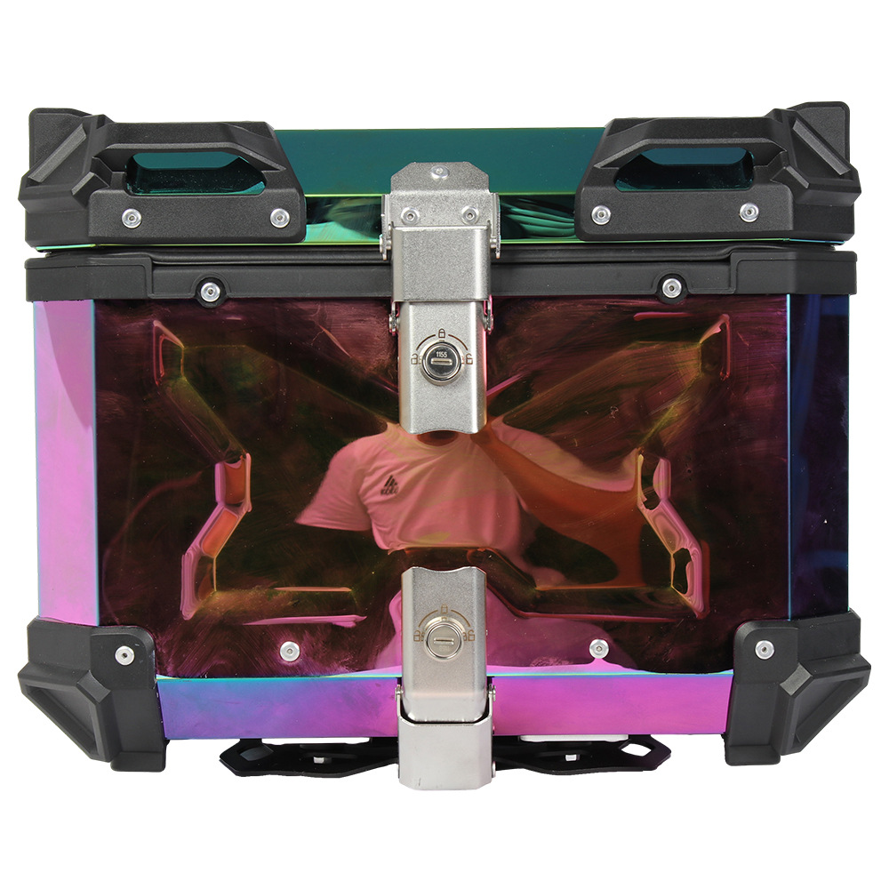 Fabricante de inventario claro Caja trasera de titanio 45L / 65L / 80L galvanizado espejo de motocicleta Caja trasera de aleación de aluminio