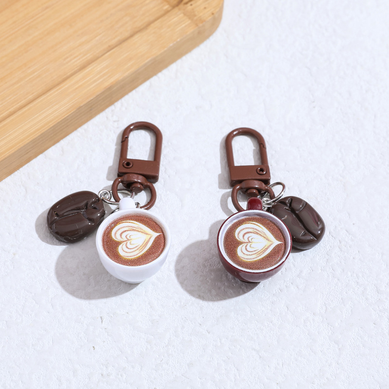 Cross-Border Coffee Cup Coffee Bean Keychain Creative Bag Pendant Holiday Gift Car Keychain Pendant