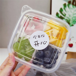 Disposable Fruit Cut Box Disposable Thick Cut Fried Yogurt Packaging Box Little Red Book Square Plastic Transparent Vivian Waugh