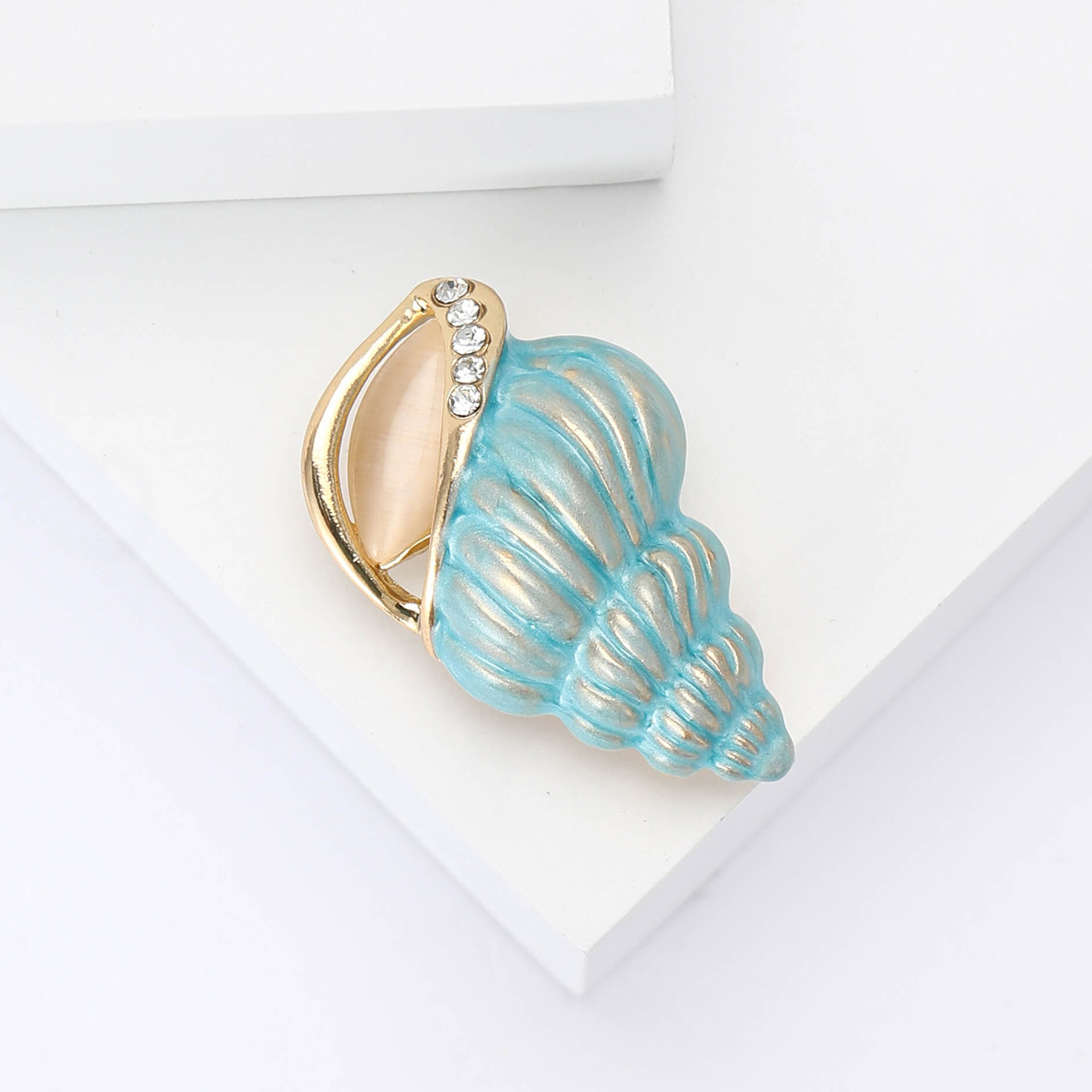 Cross-border New Creative Alloy Enamel Conch Brooch Exquisite Fashion Women's Suit Cardigan Corsage Jewelry Pin