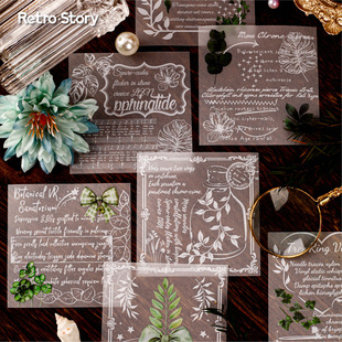 Retro Story Notes Evening Language Series Hazy Transparency Hand Account Creative Collage Material 20 into 6