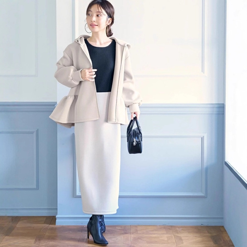 跨境外贸日系乐天宽松减龄荷叶边连帽卫衣外套女春秋拉链夹克上衣|undefined