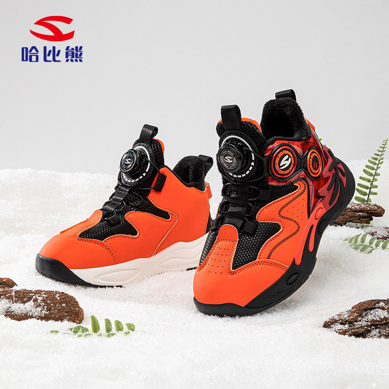 Habib bear two cotton boys basketball shoes winter fleece-lined button shoes inside warm outdoor sneaker a generation of hair