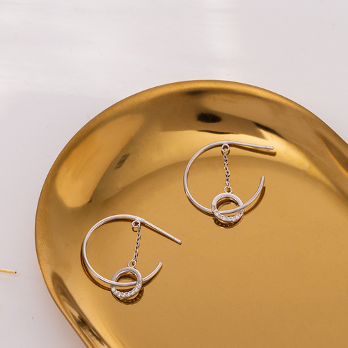 Sterling silver earrings for women summer C-shaped geometric niche design  new trendy high-end Korean style earrings and earrings