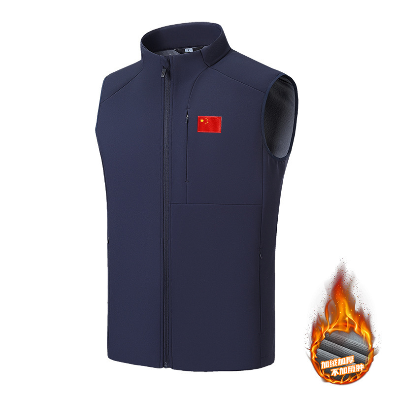 New Style Fleece-Lined Vest for Men, Warm Outdoor Softshell Windproof and Waterproof Mountain-Style Foreign Trade Cross-Border Vest for Outerwear