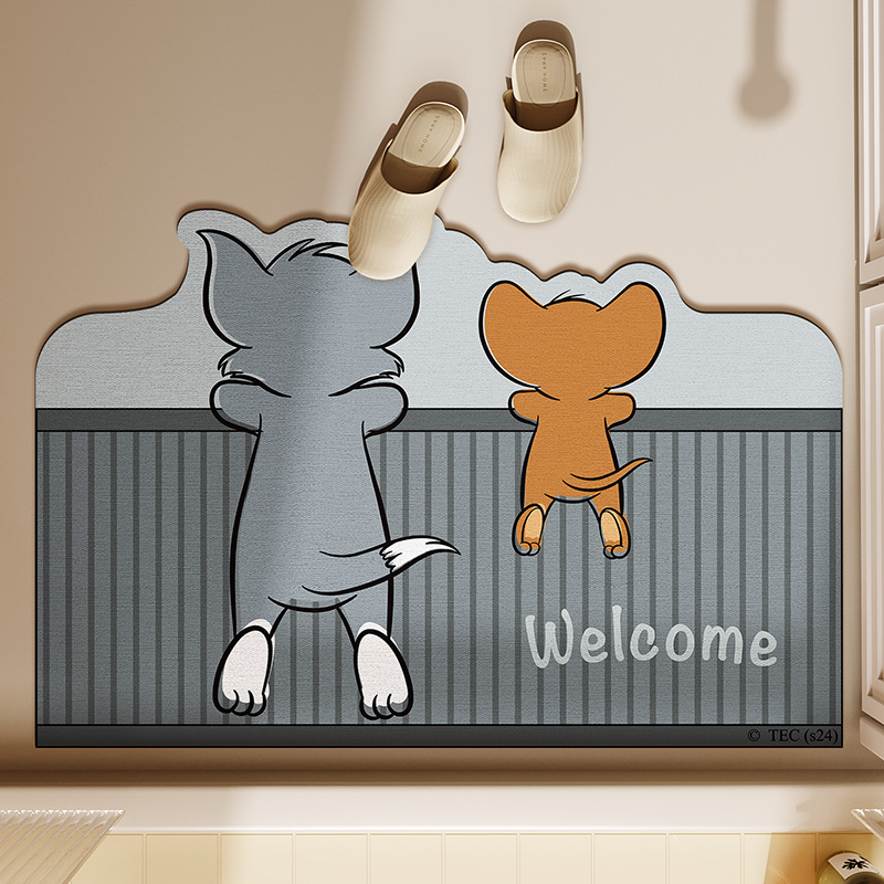 Tom and Jerry Bathroom Floor Mats, Bathroom Special Water-Absorbent, Quick-Drying, Non-Slip Floor Mats, Toilet Stain-Resistant Diatom Mud Floor Mats