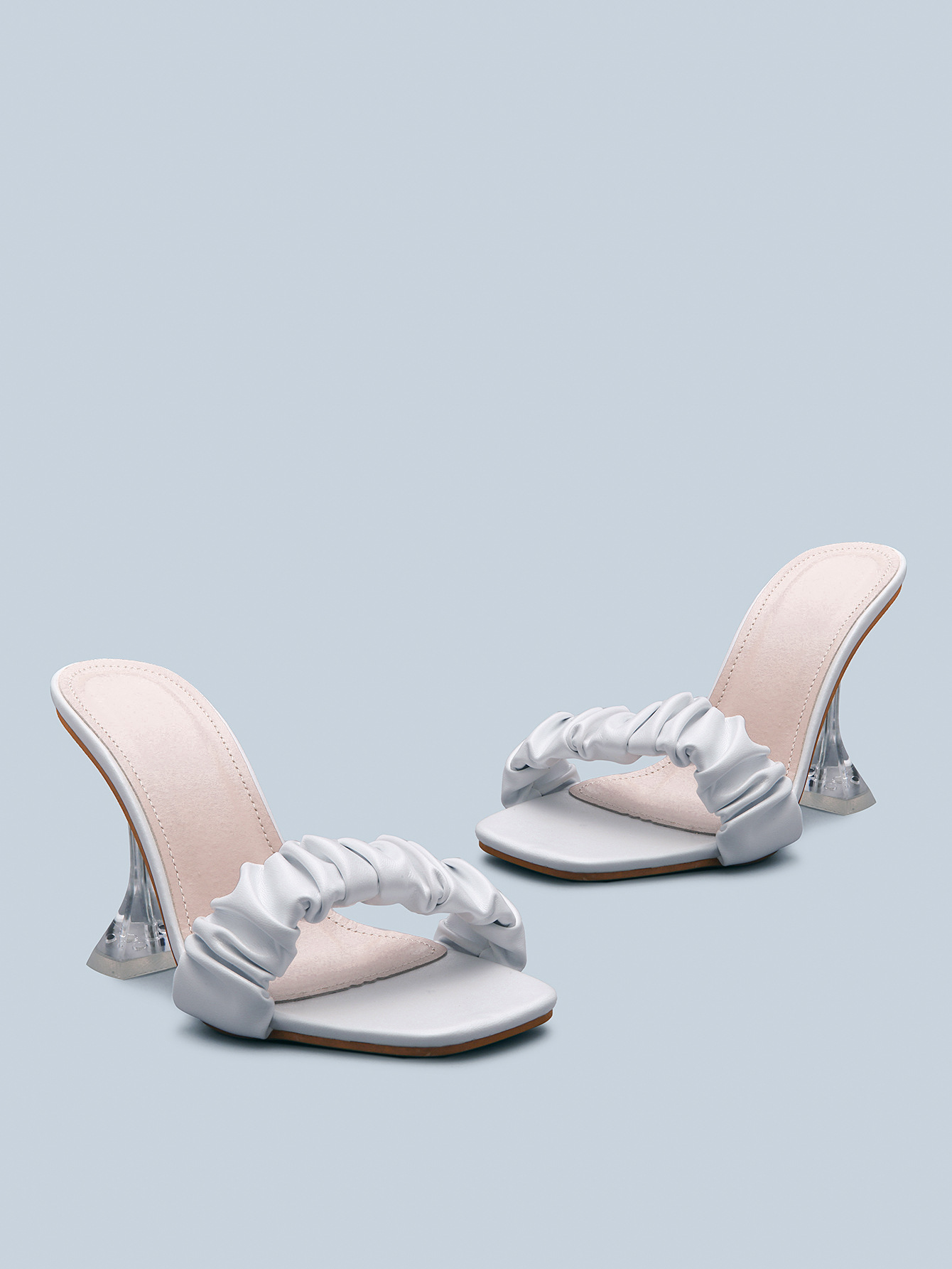 Pleated Sandals White 1