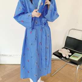 批发货源 2026春季睡袍女度假风绣花睡袍长款可外穿睡衣家居服