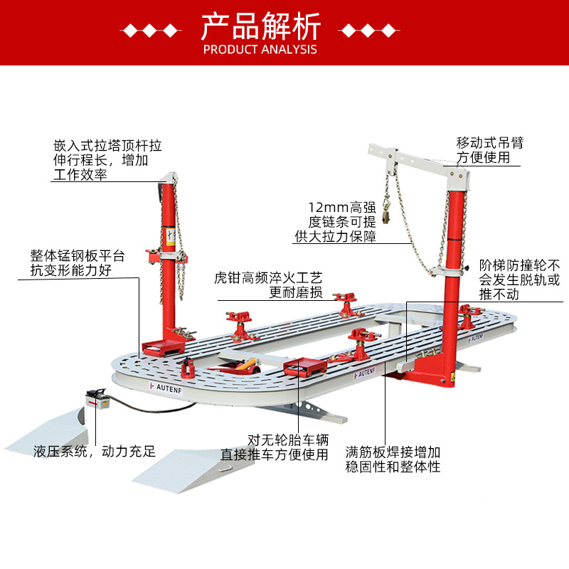 Corrector de la viga del cuerpo del coche en forma de I chapa de acero plataforma de reparación de depresión en forma de I plataforma de Cirugía de coche de acero