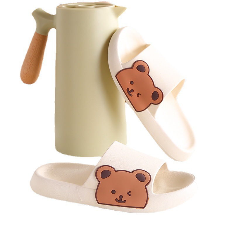Zapatillas frías para hombres y mujeres, pareja de verano, zapatillas antideslizantes para el hogar interior, lindas zapatillas de oso image 6