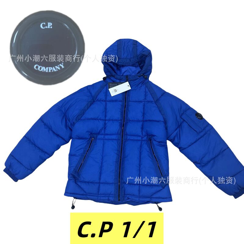 C.P冬季棉服男女镜片街头户外抗寒保暖COMPANY格子拼接连帽面包服|undefined