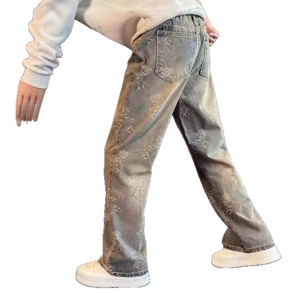 Men's Clothing Men's Retro Style High-End Slimming Jeans Cool Edgy Curved Leg Loose Straight Leg Casual Pants_mkmklike.com