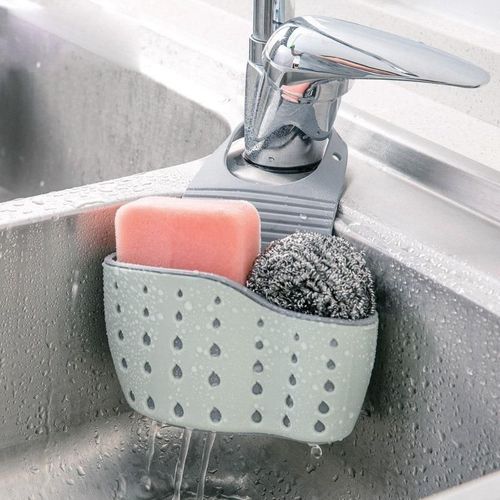 Kitchen sink drain basket hanging bag faucet sponge storage rack washing dishes sink free punch storage hanging basket