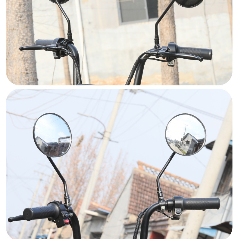 Electric Vehicle Motorcycle Fisheye Wide-Angle Rearview Mirror Convex Mirror Large Field of View High-Definition Rearview Mirror Universal Reflector