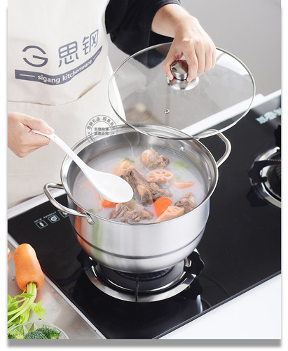 Stainless steel double-layer steamer, thickened two-layer soup pot, two-layer steamer, practical and safe gift