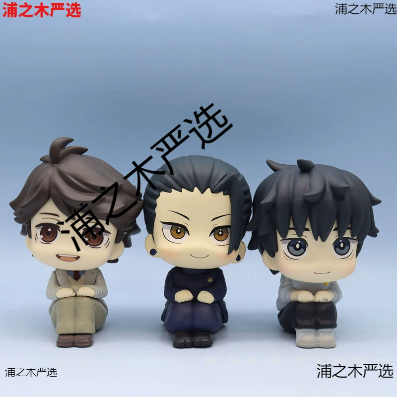 Sitting anime chibi figure, collectible character figures, multiple characters and versions