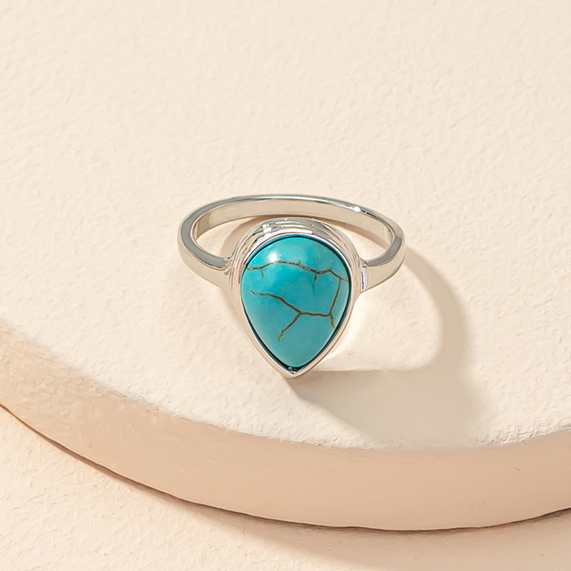 Retro geometric glossy turquoise stone inlay drop-shaped