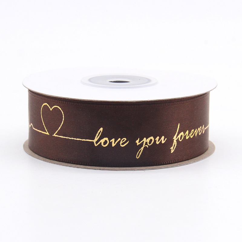 Regalo pastel de flores embalaje cinta impresión símbolo del Corazón 8 puntos cinturón de poliéster dorado impresión para hornear cinta