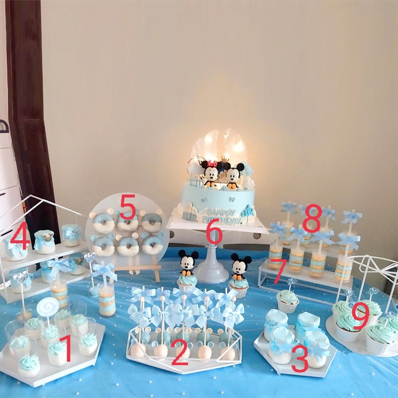 Estilo europeo blanco postre Mesa decoración pastel de boda bandeja soporte de exhibición té de la tarde Merienda stand comida fría té mesa de descanso image 16