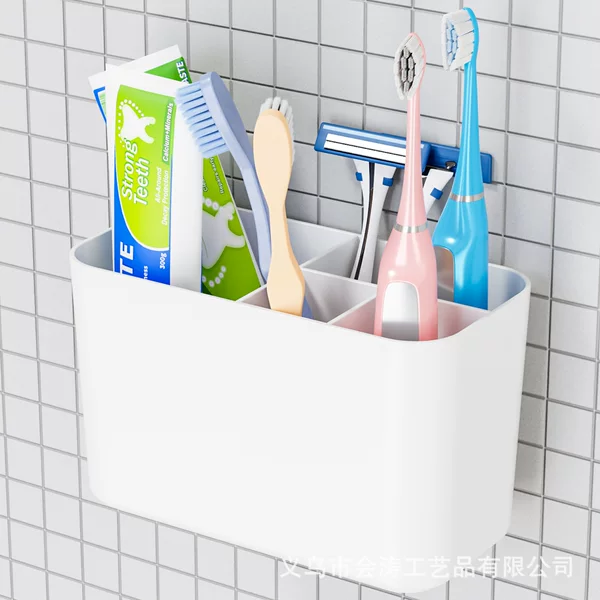 New Cross-border Bathroom Storage Wall Hanging Non-perforated Toothpaste Comb Storage Rack Toothbrush Storage Rack Home Light Luxury