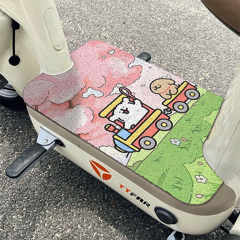 Electric Vehicle Foot Mats, Cartoon Lines, Puppies, Stain-Resistant and Easy-Care Foot Mats, Universal Wear-Resistant and Non-Slip Wire Ring Foot Mats