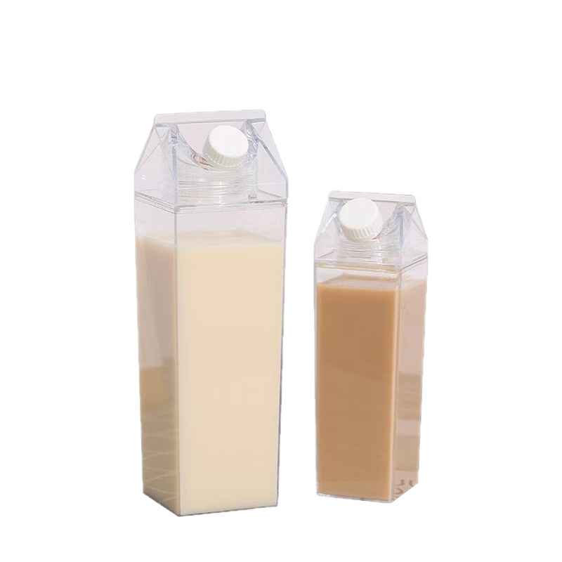 クロスボーダー角型ミルクカップ 500ml 透明回転式密閉鮮度保持飲料保存ミルクボトル 1000ml|undefined