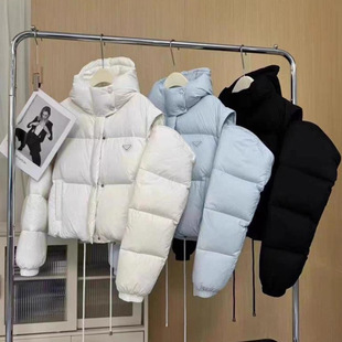 2024 New Style Removable Sleeve Two-Wearing Hooded Down Cotton-padded Jacket Women's Triangle Standard Warm Coat Bread Coat