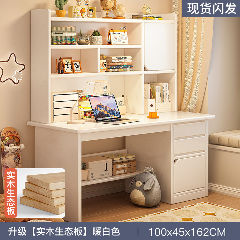 Escritorio de madera para niños, escritorio de estudio en el hogar para estudiantes, escritorio de escritura para estudiantes de secundaria y preparatoria, escritorio para computadora para dormitorio, estantería
