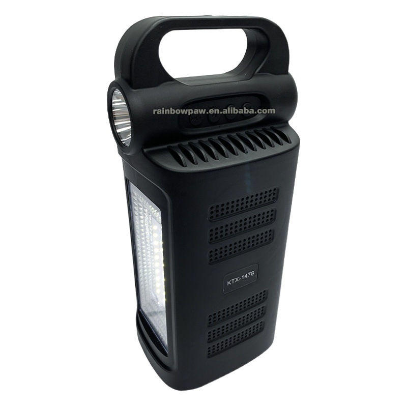 KTS KTX-1478 altavoz Bluetooth portátil de 3 pulgadas con linterna y luz de emergencia, uso al aire libre