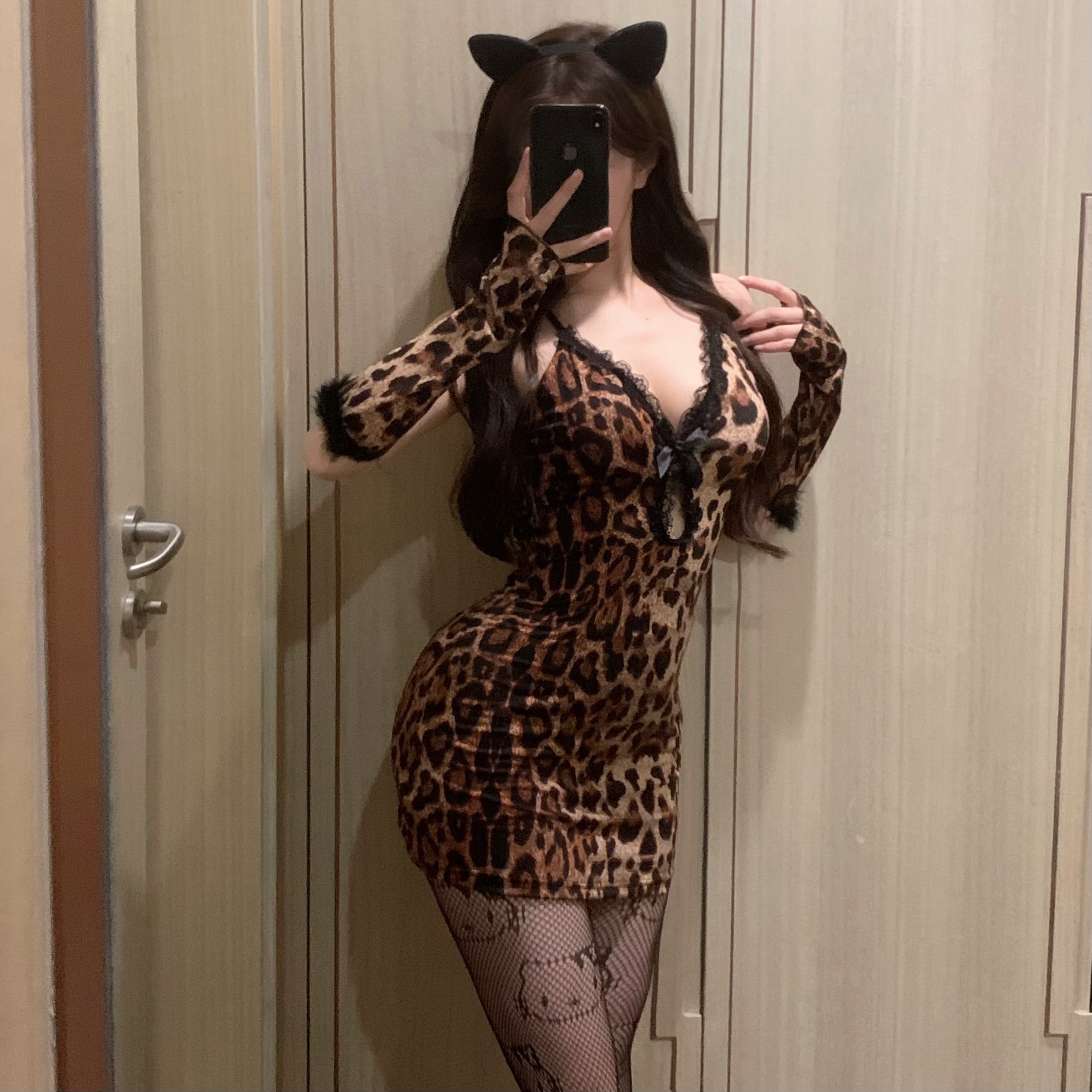 Emotional Fun Clothes qqny Underwear Bed Sexy Pure Sex High-end Fashion Bed Edge Wipe Leopard Print Uniform Temptation