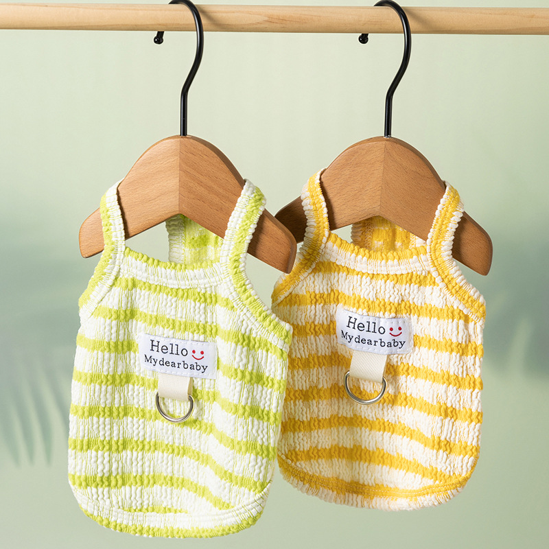 Primavera y verano perros galletas rayas frescas cabras gatos bipedos perros pequeños Teddy Bear mascotas ropa de perro