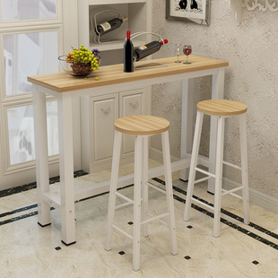 Modern Casual Milk Tea Shop Tables and Chairs Simple Steel Wood Long Table Balcony Home Dining Table Wall High Bar Table