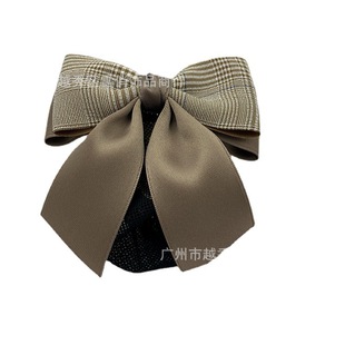 T354 Korean Style Headwear Korean Imported Satin Ribbon Handmade Bow Three-piece Spring Clip Professional Head Flower Mesh Hair Accessories