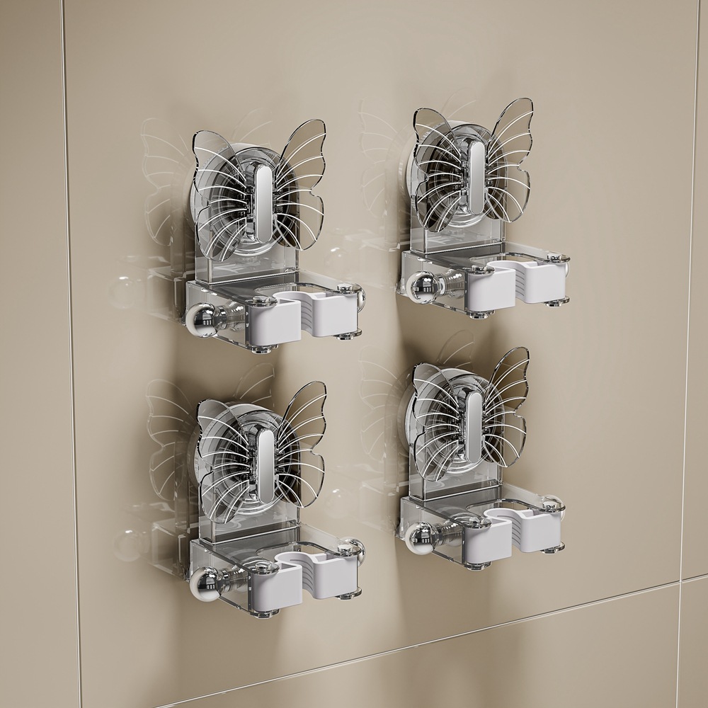 Mariposa baño trapeador clip hanger sin perforación inodoro pared ventosa estante de almacenamiento estante de almacenamiento gancho de fijación