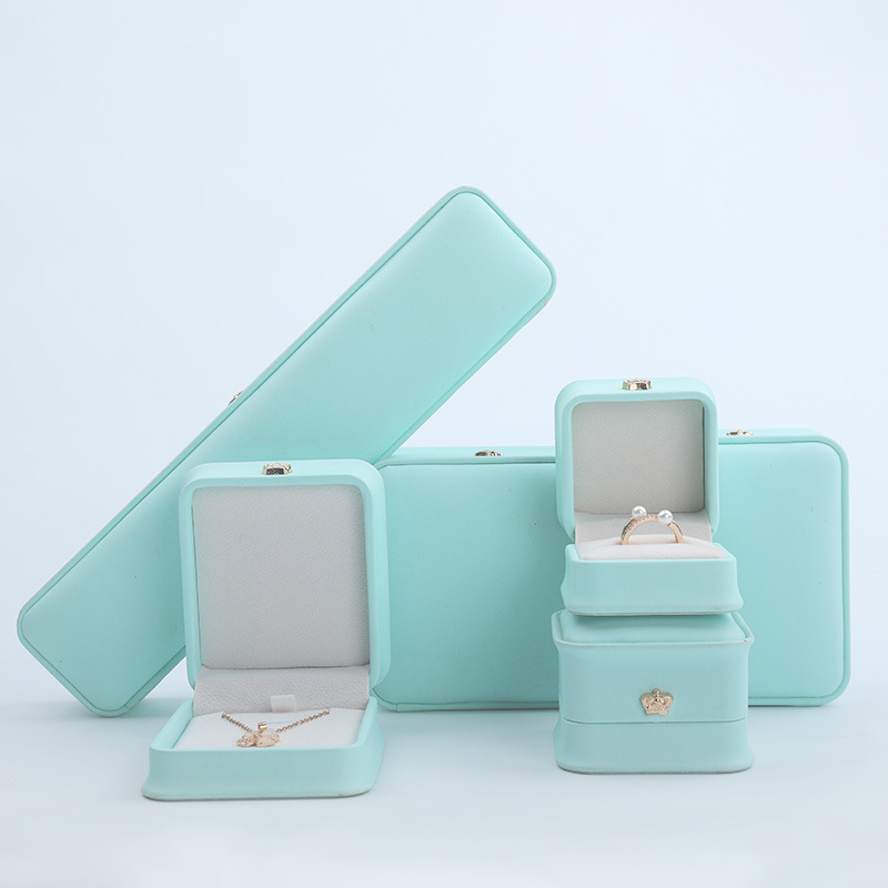 Caja de embalaje de joyería de coronas redondeadas pu caja de embalaje de joyería caja de embalaje de pulseras joyería colgante caja de anillo de pulseras