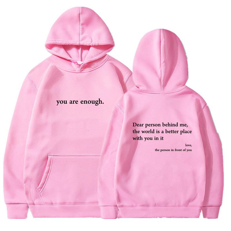 外贸女式加绒卫衣素色字母印花袋鼠口袋抽绳连帽衫外套跨境亚马逊