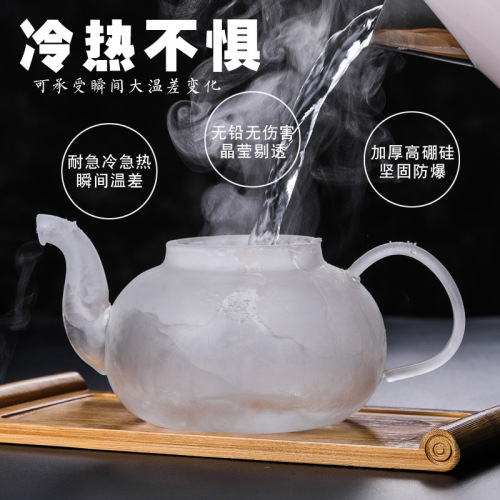 Factory Wholesale Thick Borosilicate Glass Flower Tea Pot Set High Temperature Resistant Glass Tea Pot with Filter Gongfu Tea Set