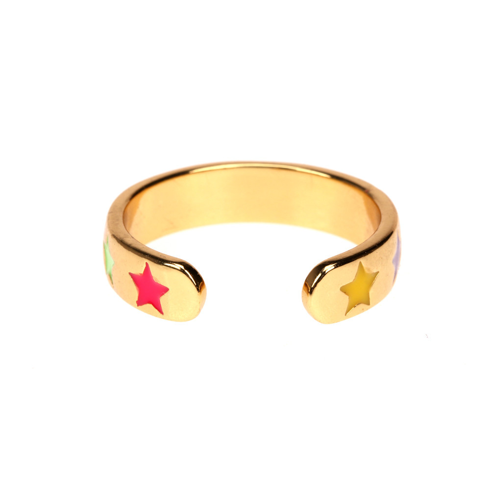 Fashion Color Dripping Oil Star Copper Ring Wholesale display picture 1