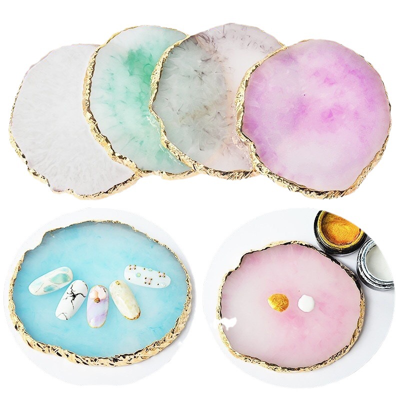 Uñas de belleza paleta redonda resina ágata pieza de pintura de uñas paleta de uñas tablero de exhibición de fotos plana grande