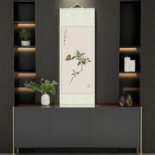 梨花蝴蝶丝绸画卷轴画客厅挂画新中式玄关装饰画国画花鸟画新品