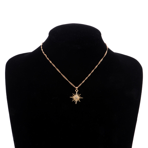 Eurasian Accessories Sun-Shaped Necklace Chain for Women Star Lockchain Accessory