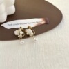 18 # Camellia pearl rhinestone pendant mosquito coil ear clip