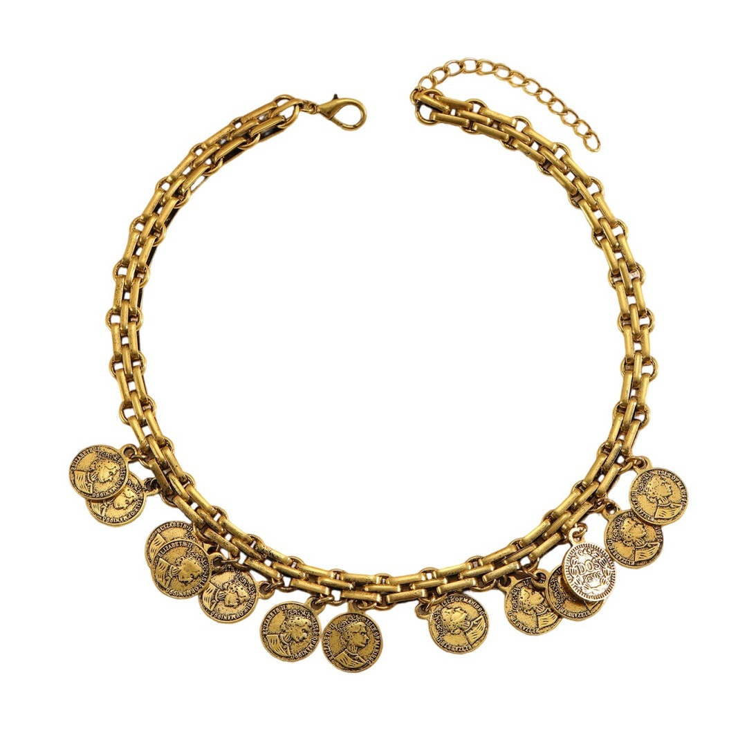 Europa y América estilo metal bronce de lujo atmósfera collar cadena marca de persona única fábrica retro collar transfronterizo